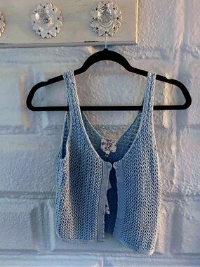 Hippie Rose Light Blue Knit Crop Tank